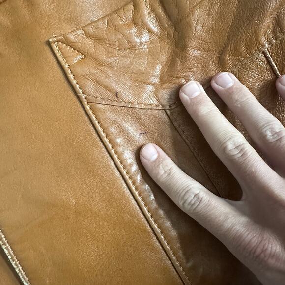 Mens Vintage 70's Robert Lewis Tan Brown Lambskin Leather Button Up Jacket Sz 38 - Picture 4 of 9